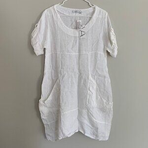 Vasna White Linen Oversized Dress